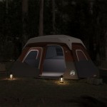 vidaXL Cort familie cu LED 6 persoane gri/portocaliu, setare rapidă