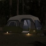 vidaXL Cort de familie cu LED 9 persoane verde deschis, setare rapidă vidaXL Cort de familie cu LED 9 persoane verde deschis, setare rapidă