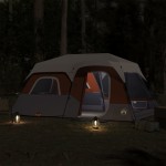 vidaXL Cort familie cu LED 9 persoane gri/portocaliu, setare rapidă
