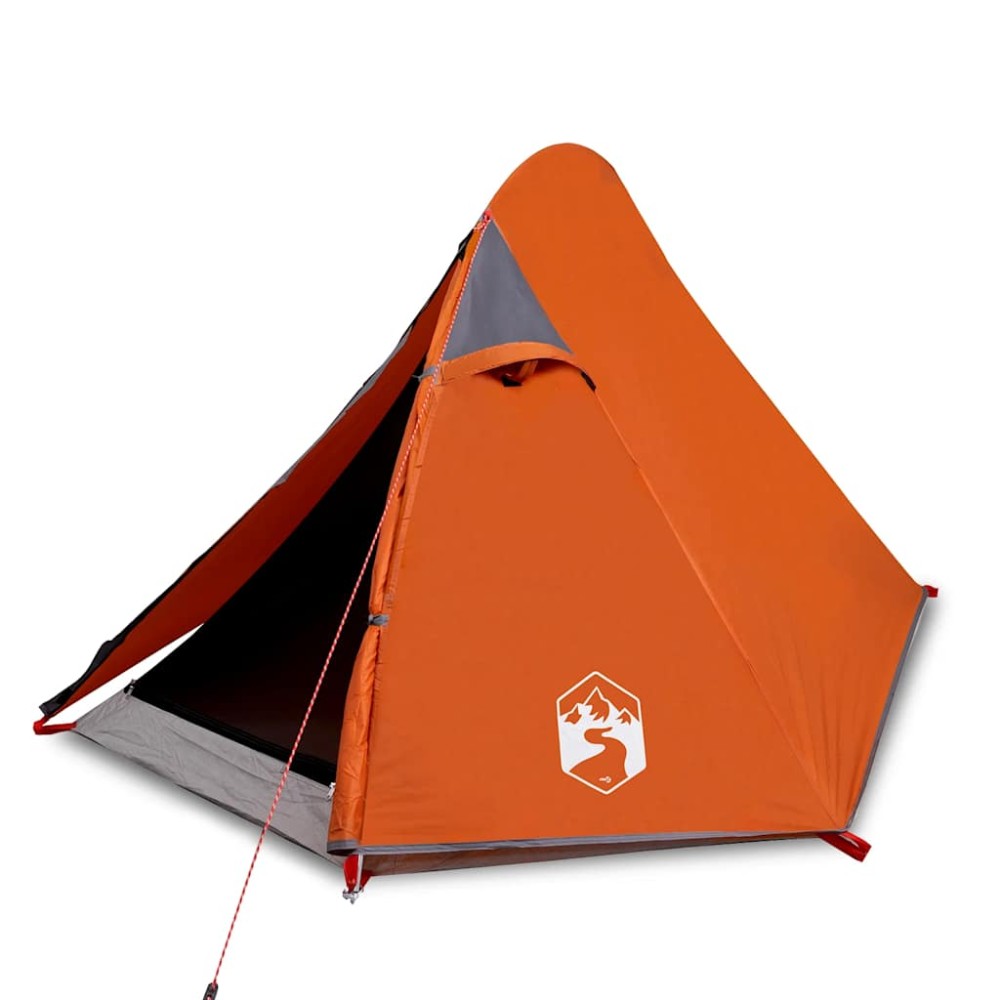 vidaXL Cort de camping pentru 2 persoane, gri/portocaliu, impermeabil