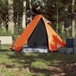 vidaXL Cort de camping pentru 2 persoane, gri/portocaliu, impermeabil