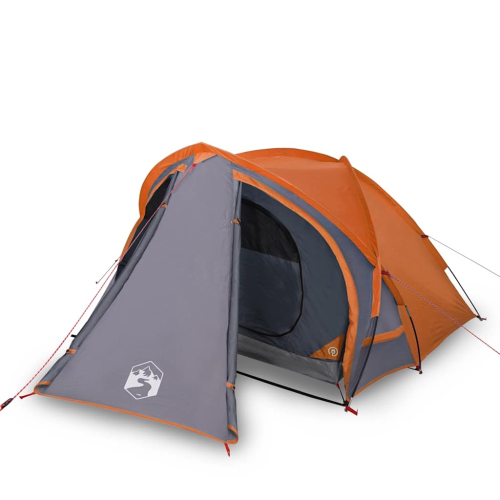 vidaXL Cort de camping pentru 2 persoane, gri/portocaliu, impermeabil