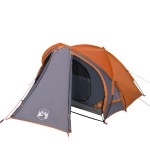 vidaXL Cort de camping pentru 2 persoane, gri/portocaliu, impermeabil