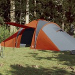 vidaXL Cort de familie cupolă 6 persoane, gri/portocaliu, impermeabil vidaXL Cort de familie cupolă 6 persoane, gri/portocaliu, impermeabil