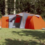 vidaXL Cort de familie cupolă 12 persoane, gri/portocaliu, impermeabil vidaXL Cort de familie cupolă 12 persoane, gri/portocaliu, impermeabil