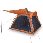 vidaXL Cort camping, 4 persoane, gri/oranj, impermeabil, setare rapidă