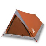 vidaXL Cort de camping pentru 2 persoane, gri/portocaliu, impermeabil
