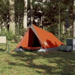 vidaXL Cort de camping pentru 2 persoane, gri/portocaliu, impermeabil