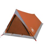 vidaXL Cort de camping pentru 2 persoane, gri/portocaliu, impermeabil