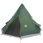 vidaXL Cort de camping tipi pentru 4 persoane, verde, impermeabil