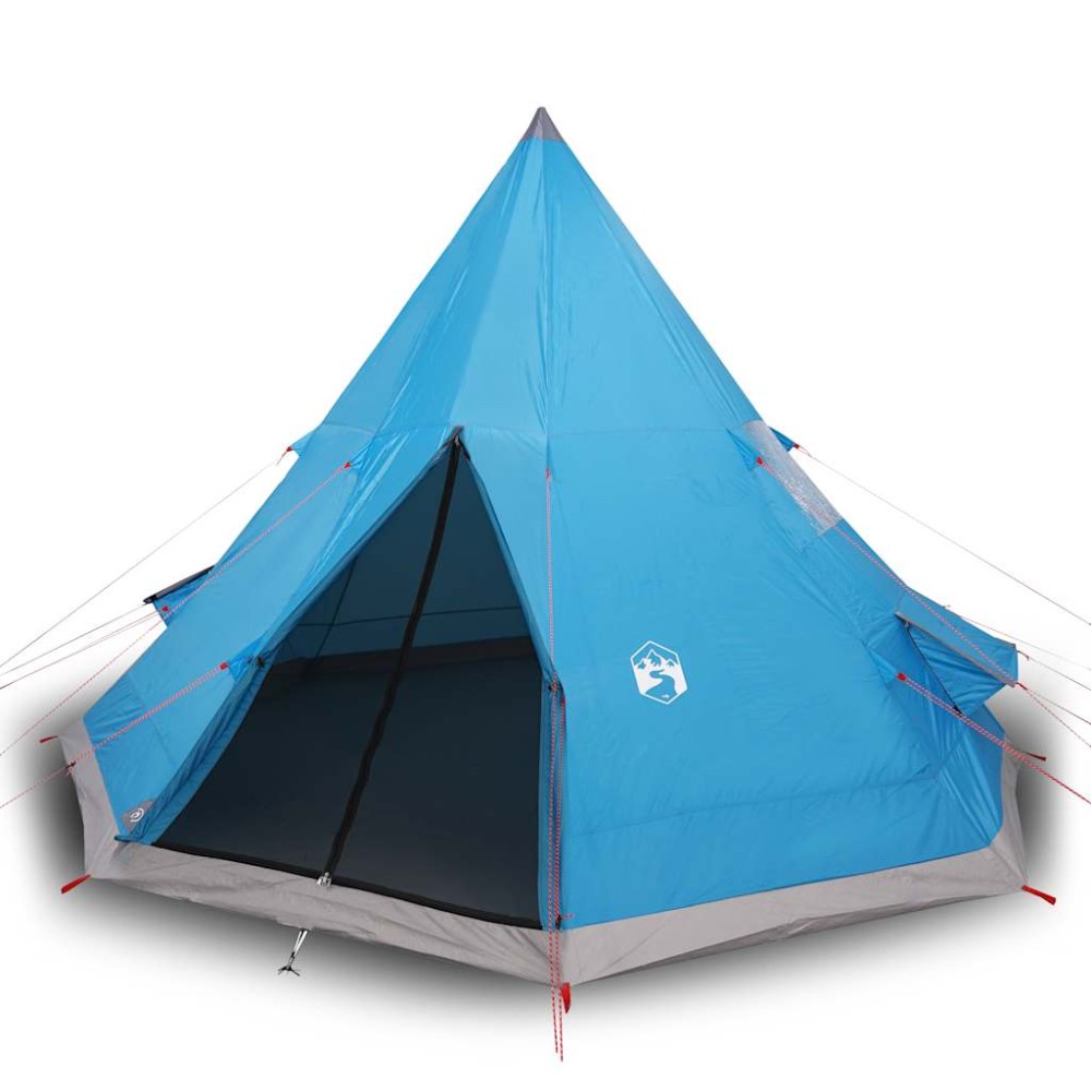 vidaXL Cort de camping tipi pentru 4 persoane, albastru, impermeabil
