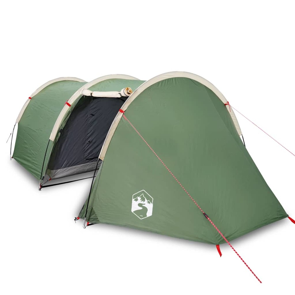 vidaXL Cort de camping tunel pentru 4 persoane, verde, impermeabil