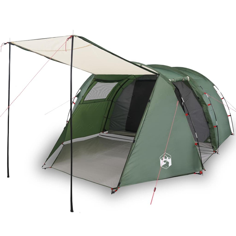 vidaXL Cort de camping tunel pentru 4 persoane, verde, impermeabil