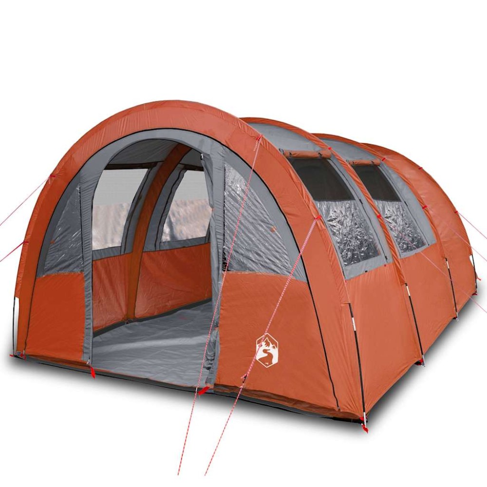 vidaXL Cort de camping tunel 4 persoane, gri/portocaliu, impermeabil