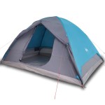 vidaXL Cort de camping cupolă pentru 6 persoane, albastru, impermeabil