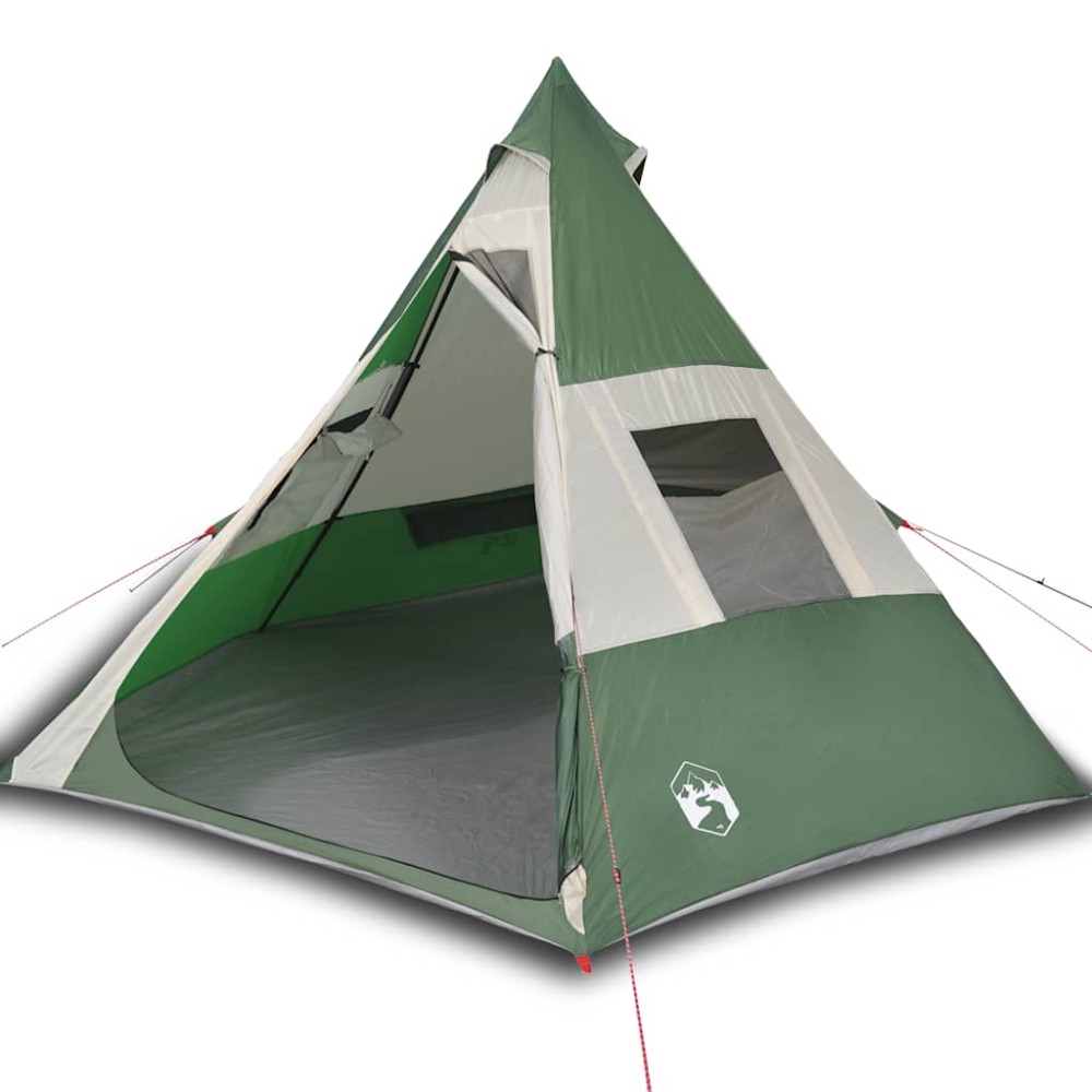 vidaXL Cort de camping tipi pentru 7 persoane, verde, impermeabil