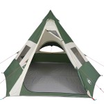 vidaXL Cort de camping tipi pentru 7 persoane, verde, impermeabil