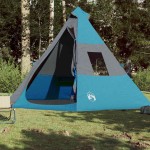 vidaXL Cort de camping tipi pentru 7 persoane, albastru, impermeabil