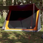 vidaXL Cort de camping pentru 2 persoane, gri/portocaliu, impermeabil