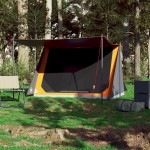 vidaXL Cort de camping pentru 2 persoane, gri/portocaliu, impermeabil