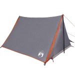 vidaXL Cort de camping pentru 2 persoane, gri/portocaliu, impermeabil