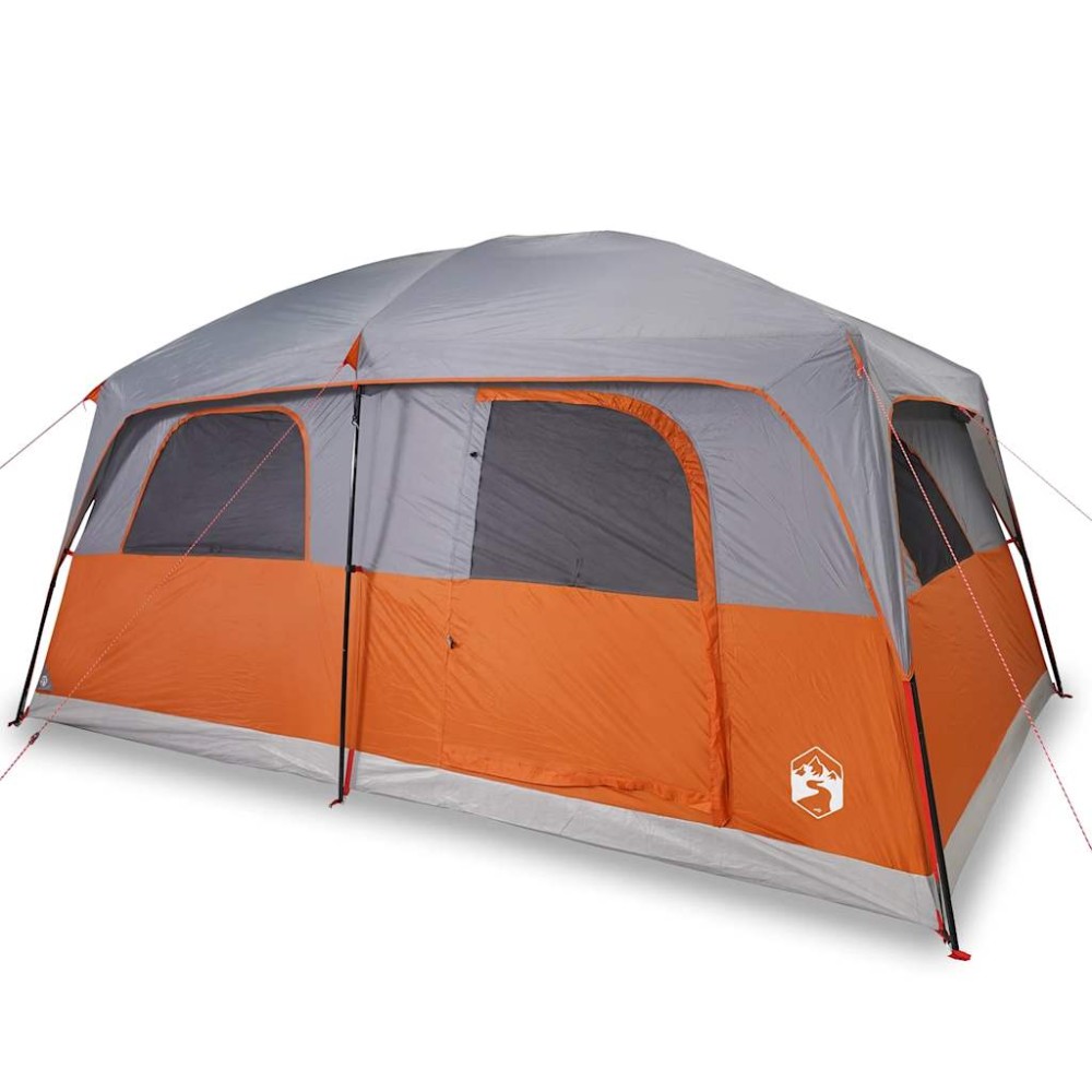 vidaXL Cort de camping pentru 8 persoane, gri/portocaliu, impermeabil