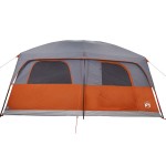 vidaXL Cort de camping pentru 8 persoane, gri/portocaliu, impermeabil