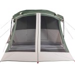vidaXL Cort de camping cu verandă 4 persoane, verde, impermeabil