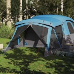 vidaXL Cort de camping cu verandă 4 persoane, albastru, impermeabil vidaXL Cort de camping cu verandă 4 persoane, albastru, impermeabil