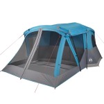 vidaXL Cort de camping cu verandă 4 persoane, albastru, impermeabil vidaXL Cort de camping cu verandă 4 persoane, albastru, impermeabil