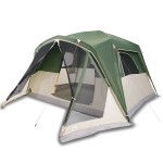 vidaXL Cort de familie cu verandă 6 persoane, verde, impermeabil vidaXL Cort de familie cu verandă 6 persoane, verde, impermeabil