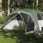 vidaXL Cort de familie cu verandă 6 persoane, verde, impermeabil vidaXL Cort de familie cu verandă 6 persoane, verde, impermeabil