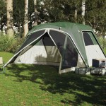 vidaXL Cort de familie cu verandă 6 persoane, verde, impermeabil vidaXL Cort de familie cu verandă 6 persoane, verde, impermeabil
