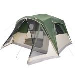 vidaXL Cort de familie cu verandă 6 persoane, verde, impermeabil vidaXL Cort de familie cu verandă 6 persoane, verde, impermeabil