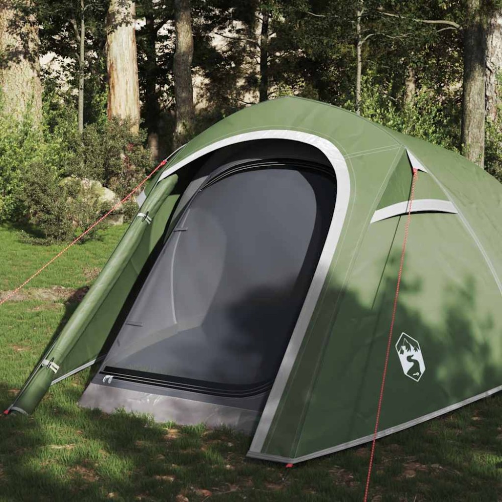 vidaXL Cort de camping pentru 3 persoane, verde, impermeabil