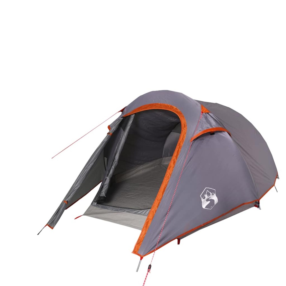 vidaXL Cort de camping tunel 3 persoane, gri/portocaliu, impermeabil