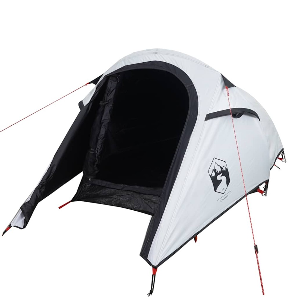 vidaXL Cort camping tunel 3 persoane, alb, țesătură opacă, impermeabil