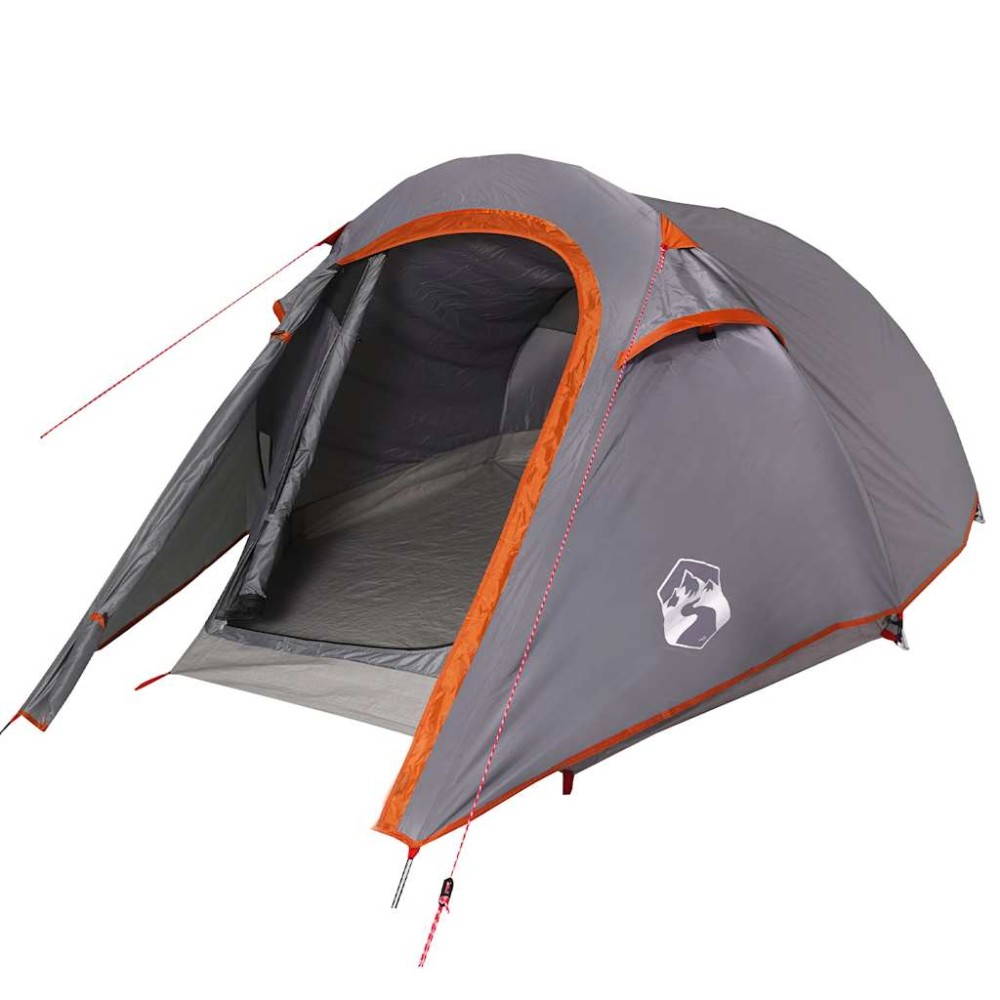 vidaXL Cort de camping tunel 2 persoane, gri/portocaliu, impermeabil