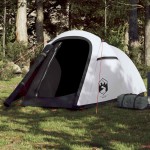vidaXL Cort camping tunel 2 persoane, alb, țesătură opacă, impermeabil vidaXL Cort camping tunel 2 persoane, alb, țesătură opacă, impermeabil