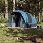 vidaXL Cort de camping pentru 3 persoane, albastru, impermeabil