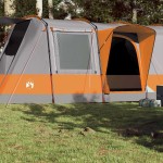vidaXL Cort de camping tunel 4 persoane, gri/portocaliu, impermeabil vidaXL Cort de camping tunel 4 persoane, gri/portocaliu, impermeabil