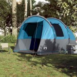 vidaXL Cort de camping tunel pentru 4 persoane, albastru, impermeabil vidaXL Cort de camping tunel pentru 4 persoane, albastru, impermeabil