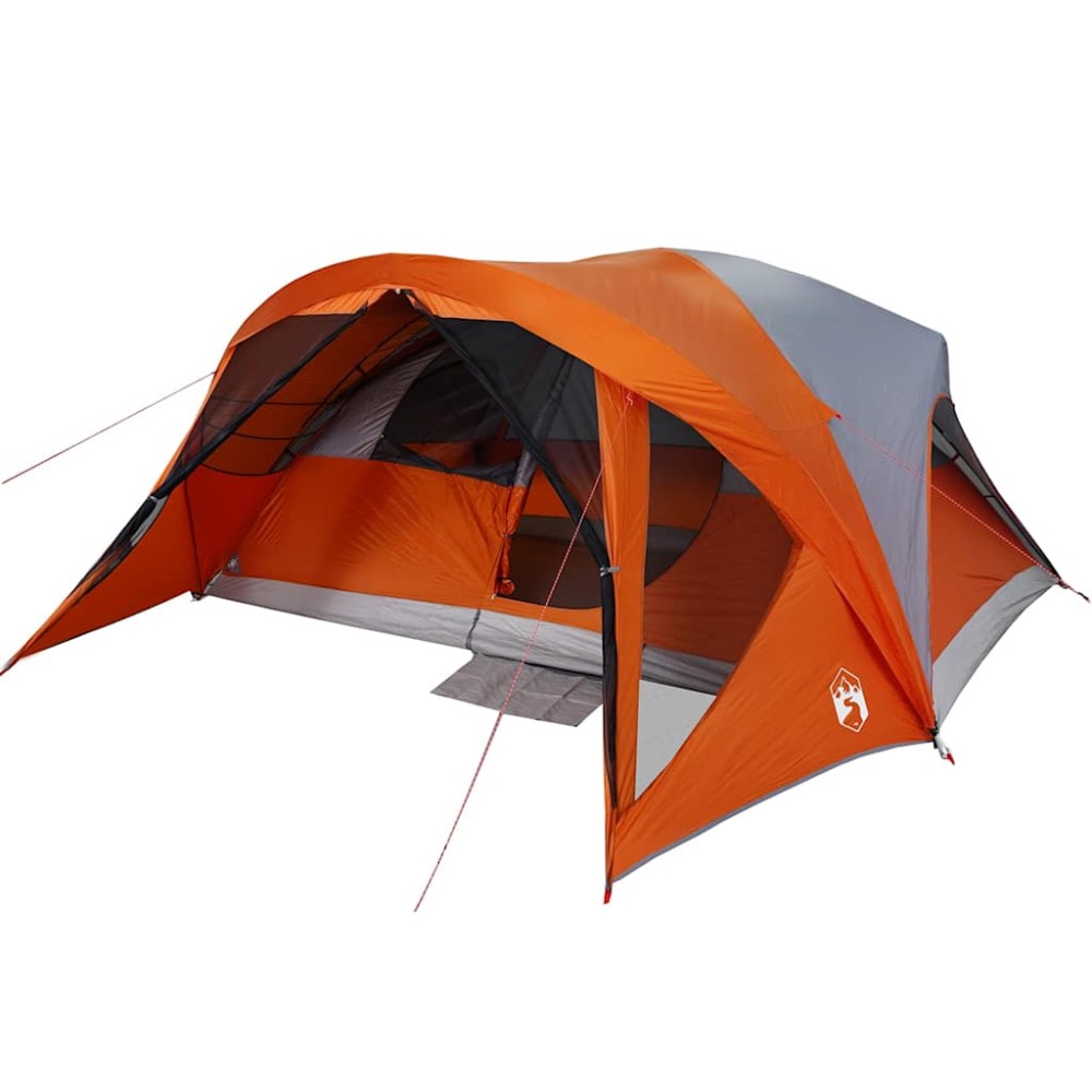 vidaXL Cort de camping pentru 6 persoane, gri/portocaliu, impermeabil