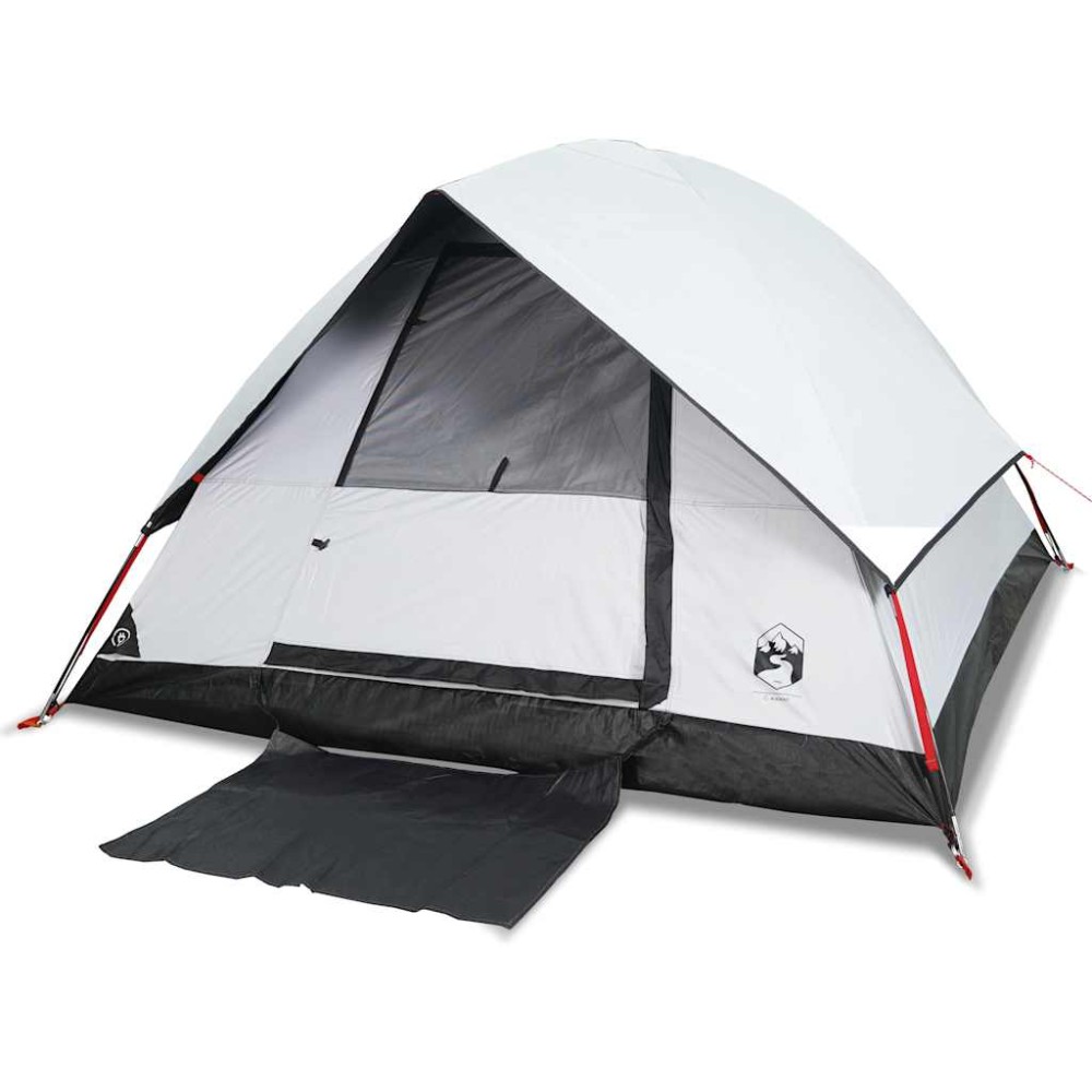 vidaXL Cort camping cupolă 2 persoane alb, țesătură opacă, impermeabil