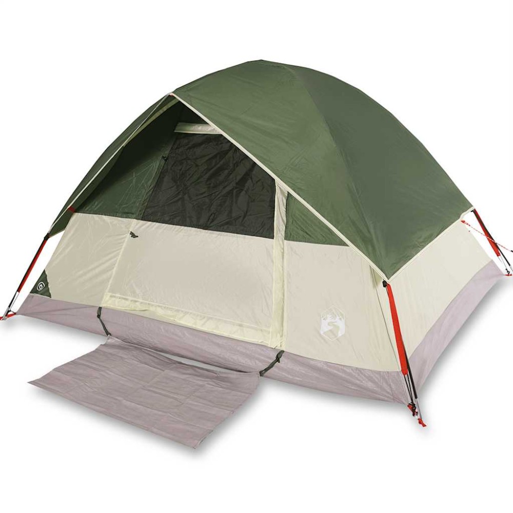 vidaXL Cort de camping cupolă pentru 3 persoane, verde, impermeabil