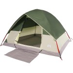 vidaXL Cort de camping cupolă pentru 3 persoane, verde, impermeabil