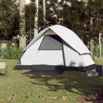 vidaXL Cort camping cupolă 3 persoane alb, țesătură opacă, impermeabil vidaXL Cort camping cupolă 3 persoane alb, țesătură opacă, impermeabil