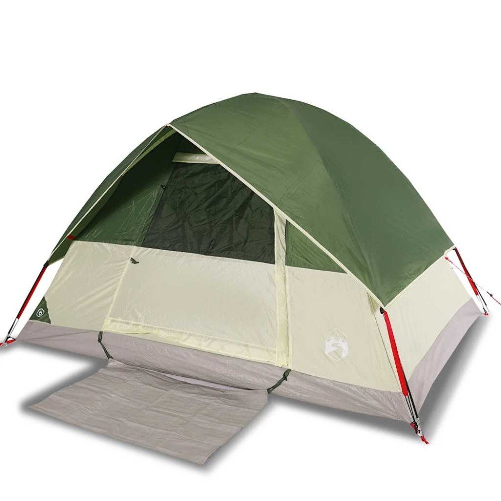 vidaXL Cort de camping cupolă pentru 4 persoane, verde, impermeabil