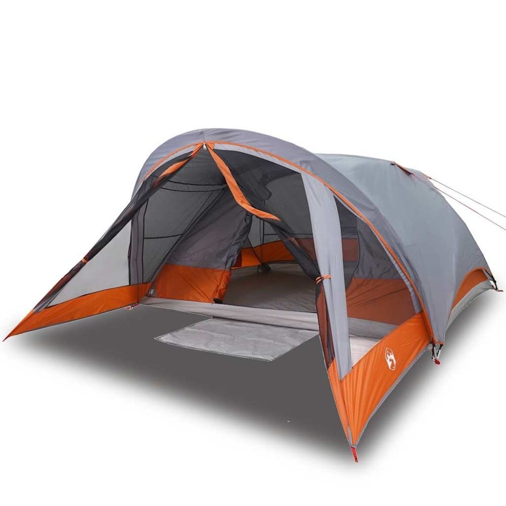 vidaXL Cabină cort de camping 4 persoane gri și portocaliu impermeabil