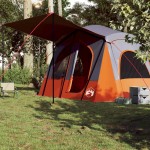 vidaXL Cabină cort de camping 5 persoane gri și portocaliu impermeabil vidaXL Cabină cort de camping 5 persoane gri și portocaliu impermeabil